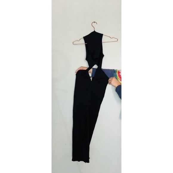Bec + Bridge Black Middle Cutout High Neck Instinct Ribbed Midi Dress Size M - Picture 3 of 14
